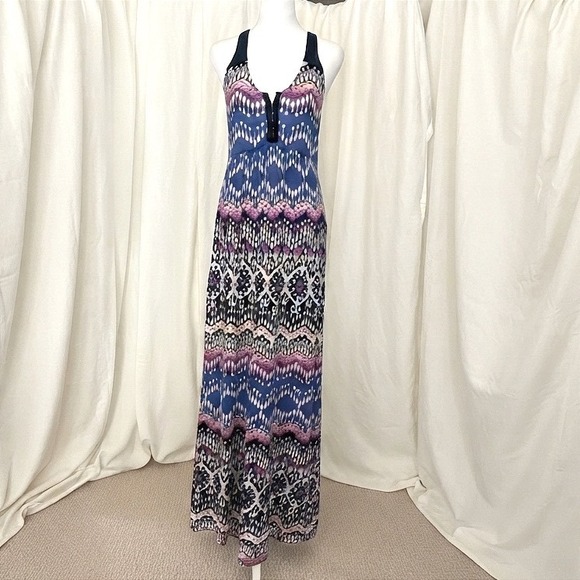 Lucky Brand Dresses & Skirts - Lucky Brand Cotton Maxi Dress Blue Purple Ikat Boho Festival Indie Summer Small